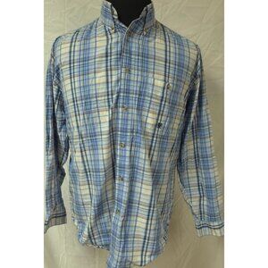 Wrangler Twenty X Mens Medium Blue Plaid Long Sleeve Button Down Western Shirt